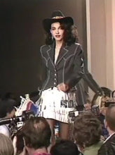 Load image into Gallery viewer, Patrick Kelly A/W 1989 Denim High Waisted Leather Fringe Skirt