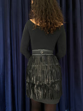 Load image into Gallery viewer, Patrick Kelly A/W 1989 Denim High Waisted Leather Fringe Skirt