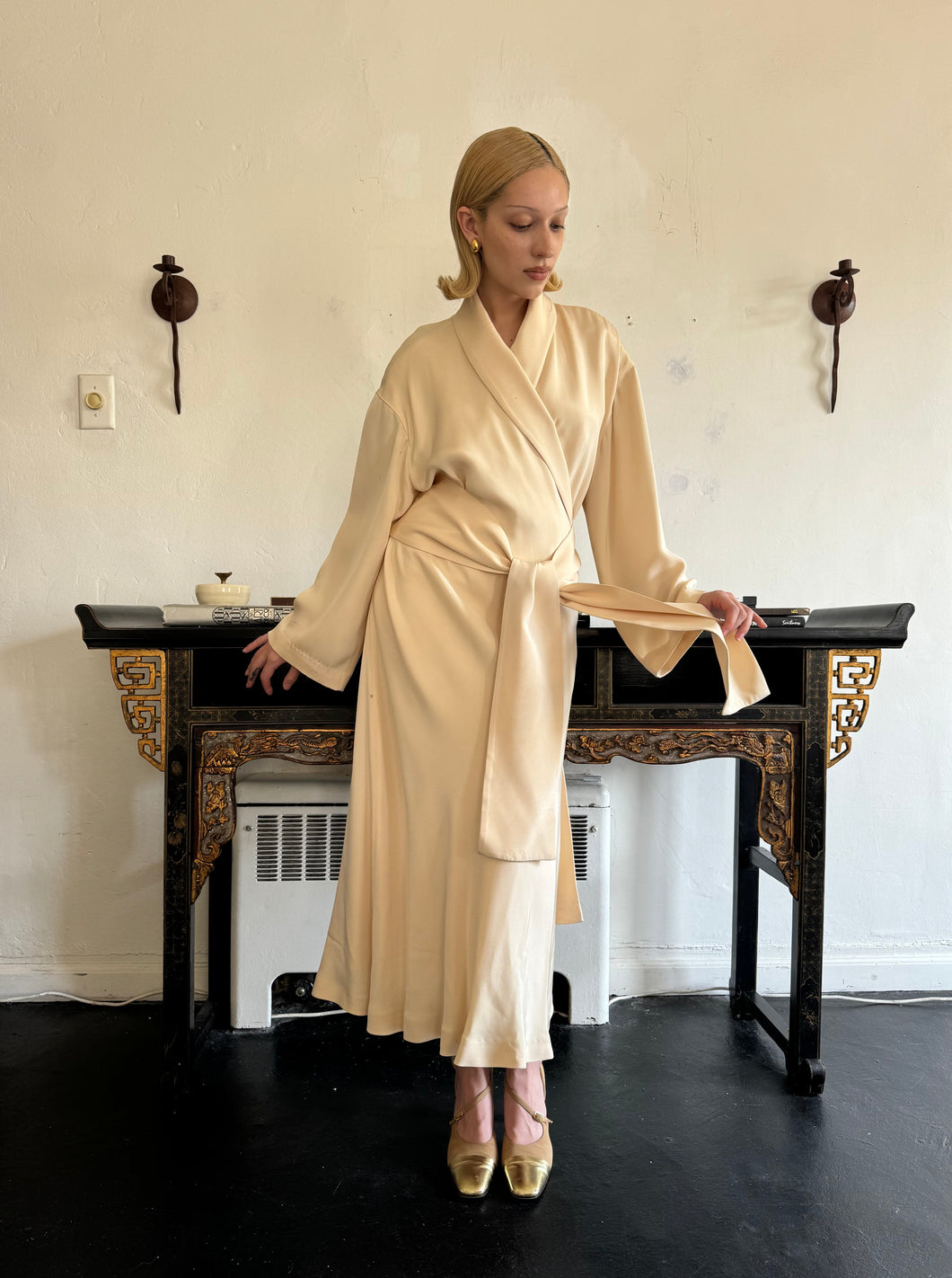 80s Issey Miyake Silk Robe Wrap Dress