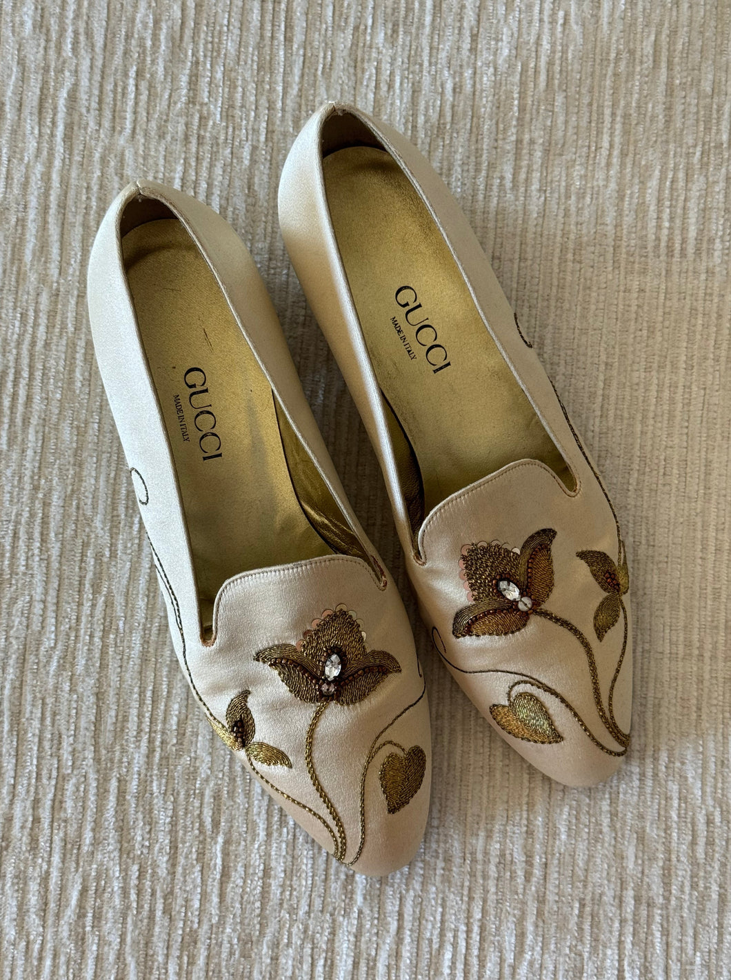 80s Gucci Satin Loafers