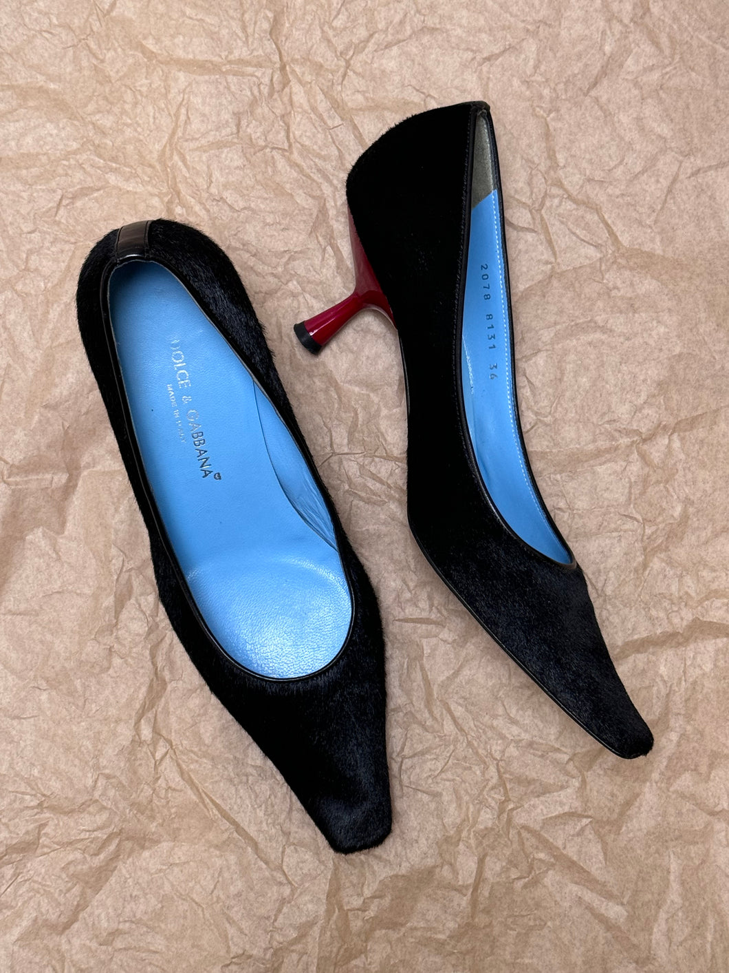 90s Dolce and Gabbana Pony Hair Pumps